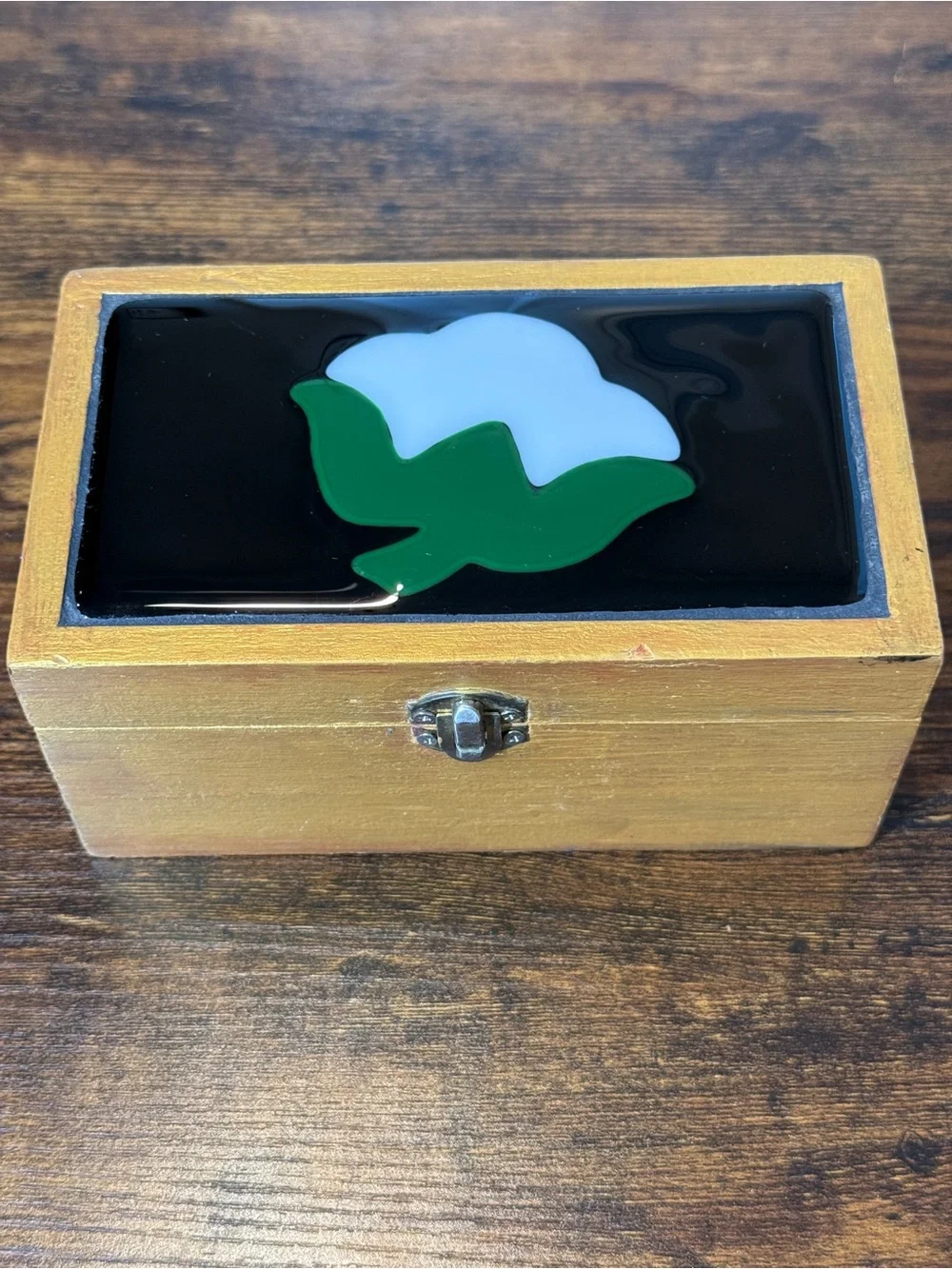 Vintage Old House Glassworks wood keepsake box